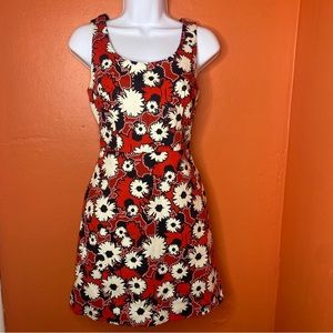 Zara Trafaluc Collection Red Corduroy Floral Printed Dress